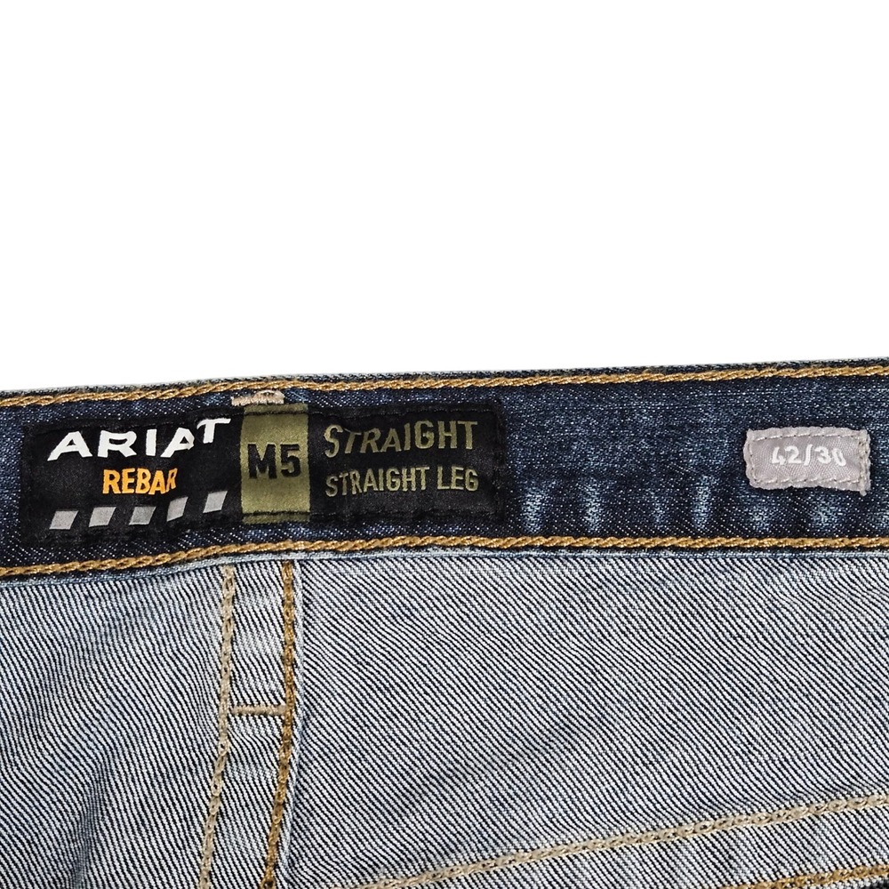 Ariat Rebar M5 Straight Leg Work 42x30 Stretch Durastretch Western Dark Wash - Picture 4 of 12